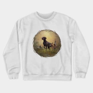 A German Shorthaired Pointer on point Crewneck Sweatshirt